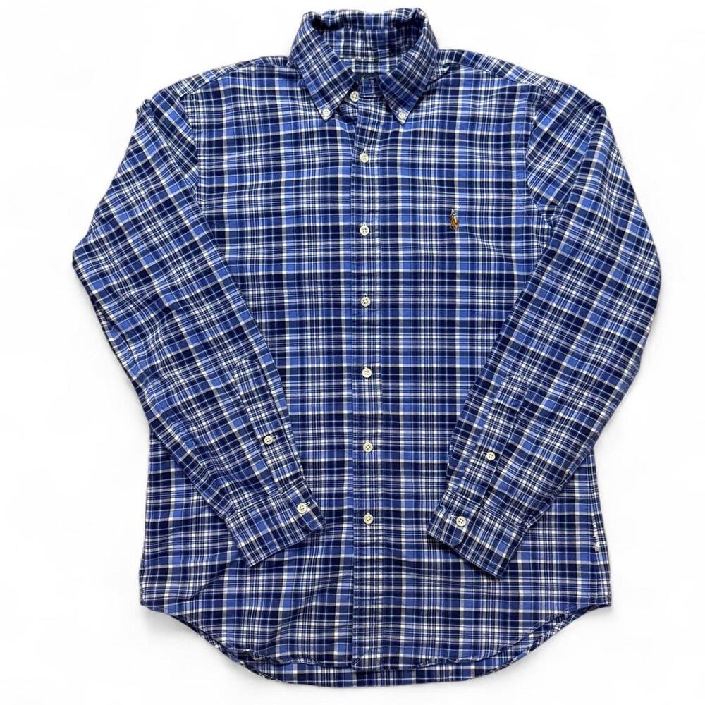 RALPH LAUREN Blue Plaid Button-Down Shirt